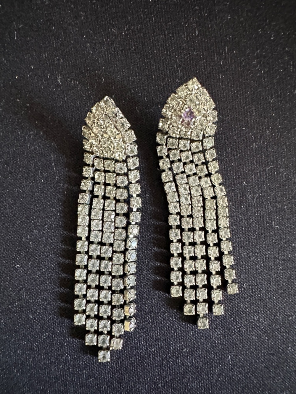 Crystal Fringe Drop Earrings - Silver Tone